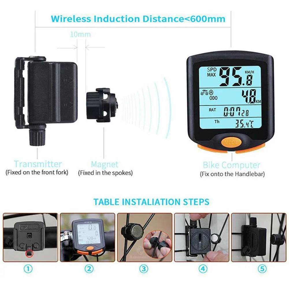 Cheap New Wireless Bike Cycling Bicycle Cycle Computer Odometer Speedometer Backlight Good Water Proof Portable Silicone Button A#40 5