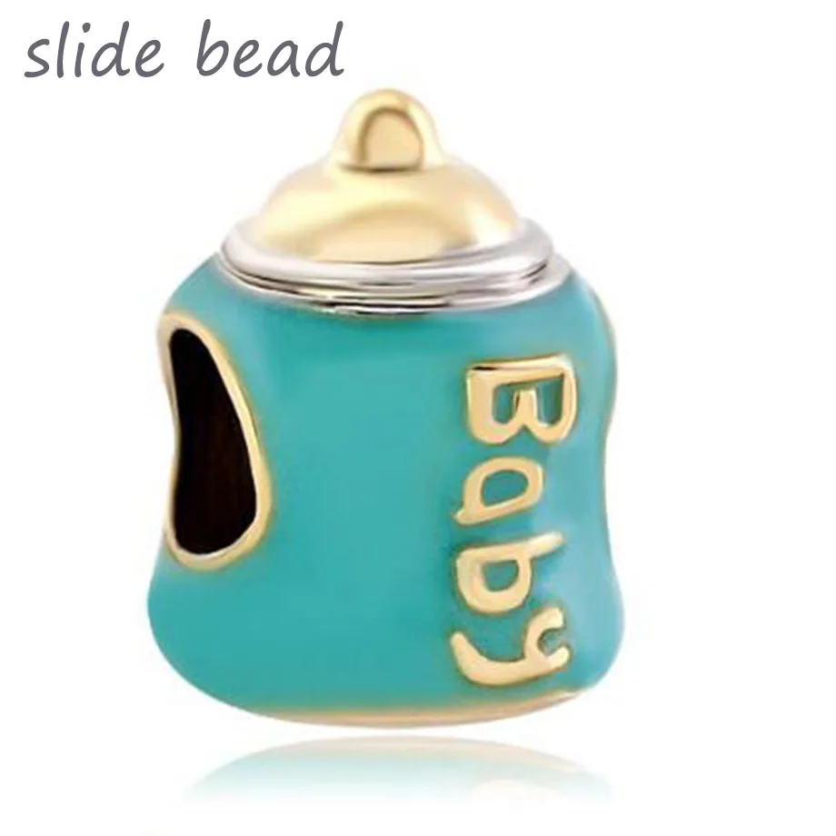 

Slide beads Baby's bottle DIY family charm beads fit pandora bracelets jewelry making diy valentines Gift for women