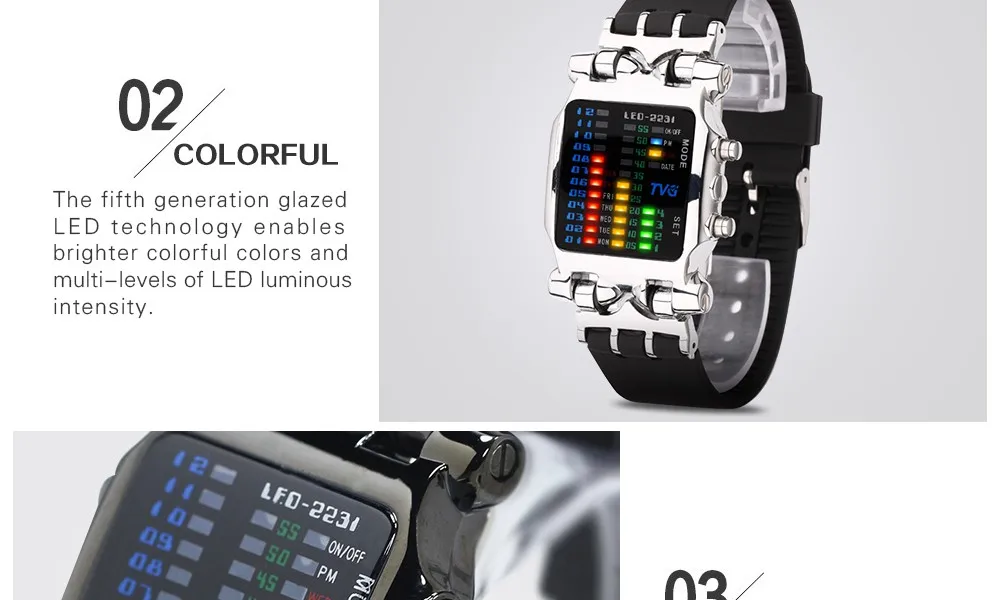 Luxury Brand TVG Watches Men Fashion Rubber Strap LED Digital Watch Men Waterproof Sports Military Watches Relogios Masculino 7