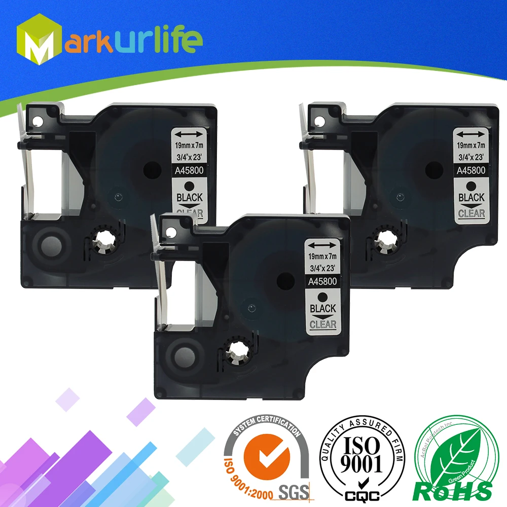 3 PCS/Lot Label Maker for DYMO Self Adhesive D1 Tape 45800 (S0720820