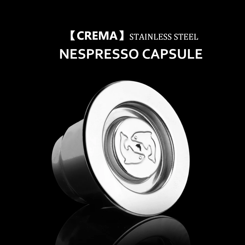 

New Stainless Steel Metal 2 in 1 Usage Coffee Filter Nespresso Reusable Capsule Refillable Refilable 1 Spoon + 1Brush