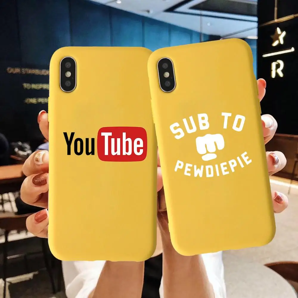Youtube pewdiepie candy color чехол для телефона TPU iPhone XS XR XSMAX Felix Arvid Ulf Kjellberg красный желтый