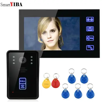 

SmartYIBA 7" RFID Video Door Phone Intercom Doorbell Touch Button Video Intercom System Release Unlock for Private House