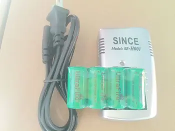 

3V CR123A Charger + 4 pcs .. new 3 V 16340 battery , section CR123A Charger