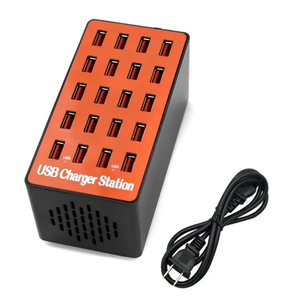 SOONHUA Portable  20 USB Ports USB Smart Charger 5V Output Fast Charging Station Power Adapter For Mobile Phones Tablets Laptops