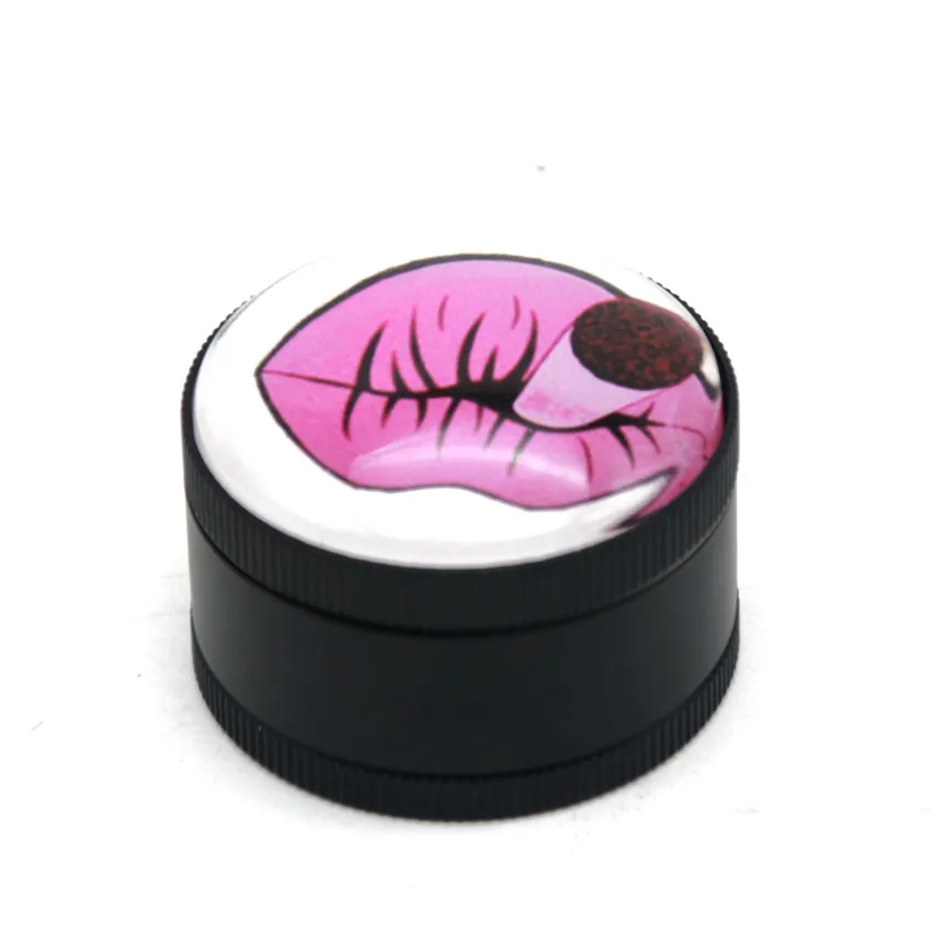 

New Good Quanlity Black Herb Grinder 50mm 3 Layers Convex 3D Resin Patch Metal Zinc Alloy Crusher Tobacco Spice Poolen Grinder