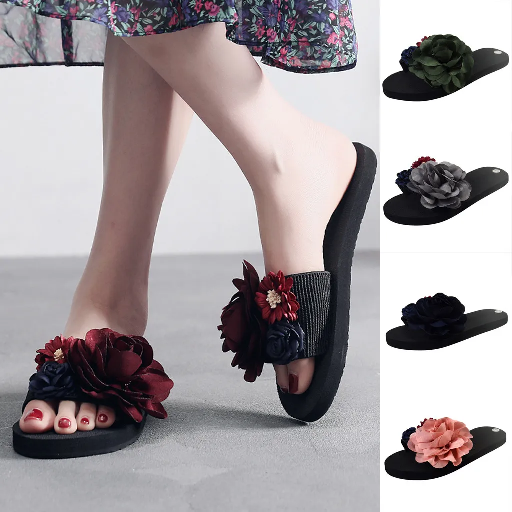 

Hot Sale chaussures femme Womens Summer Slippers Non-Slip Flat-Bottom Beach Sandals Seaside Vacation Shoes zapatos de mujer @#35