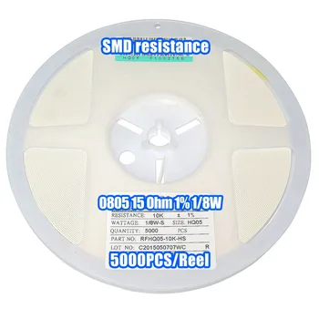 

1 Reel 0805 15R 15 Ohm 1% 1/8W SMD Resistance 5000PCS/Reel