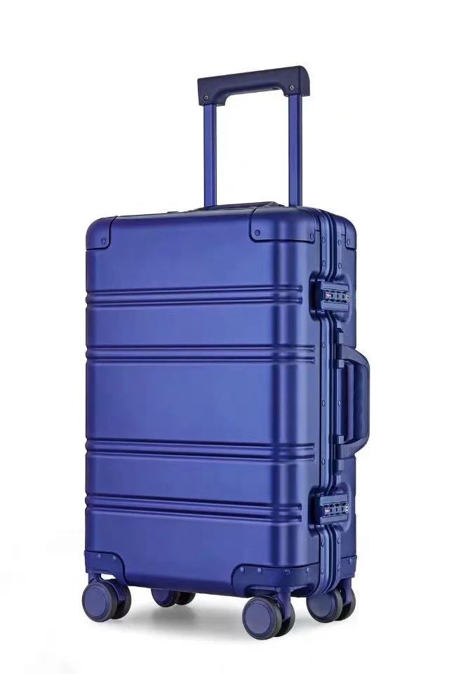 CARRYLOVE 2" 24" дюймов spinner carry on Дорожный чемодан Алюминиевая сумка с колесами на колесах - Цвет: blue