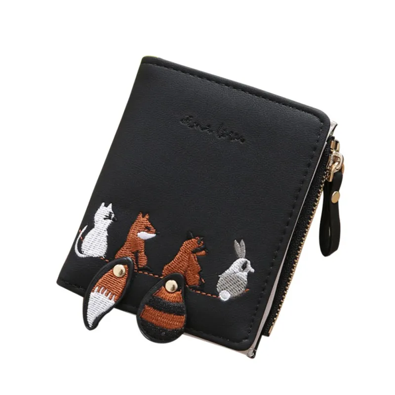 

Cute Squirrel Coin Wallet Women Animal Embroidery Letter Printed Card Holder Small Mini Women Wallets portefeuille femme 2019