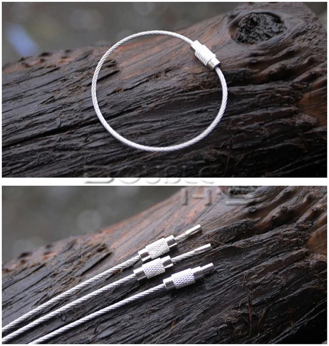 

5pcs/lot Stainless Steel Wire Keychain Cable Key Ring for Outdoor Hiking