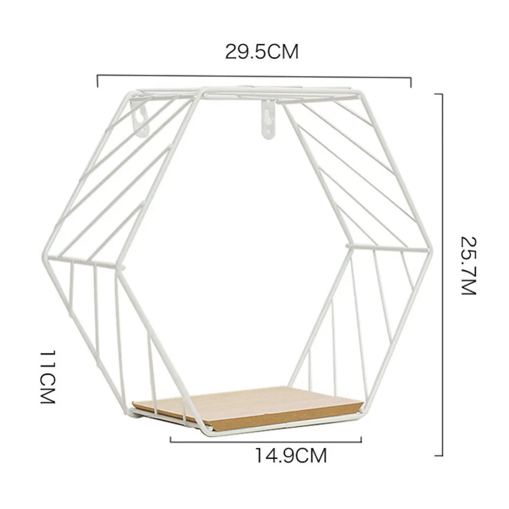 Железная шестиугольная настенная полка в скандинавском стиле, комбинированная настенная подвесная геометрическая фигура для украшения стен, гостиной, спальни - Цвет: C