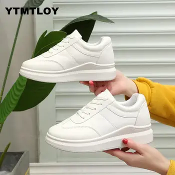 

2019 Women Casual Shoes Autumn Sneakers Fashion Breathable PU Leather Platform Soft Footwears Off White Shoes Zapatos De Mujer