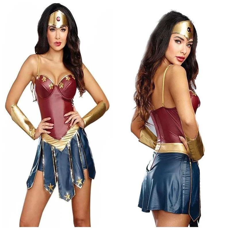 

Cosplay Wonder Woman Costume Adult Female Sexy Dress Justice League Superhero Costume Halloween Diana Cosplay Disfraz Mujer