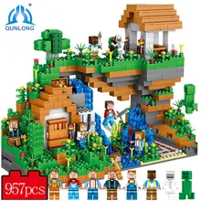 

Qunlong My World City Hidden Water Falls Building Blocks Minecraft legos Figure Brick Educational Toys For Kids Compatible Gift