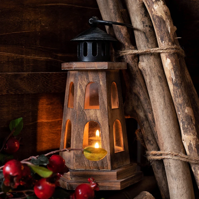 Марокканский Фонарь, металлический светильник, деревянный подсвечник, Рождественский подсвечник, декоративный светильник-фонарь, свадебное украшение