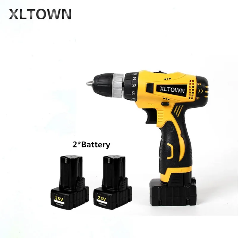 

XLTOWN 25v 2000 mAh electric screwdriver with 2 battery lithium battery rechargeable Multi-function household electric drill