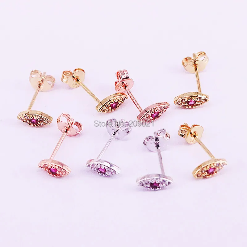 

10Pairs Mix Color Micro Pave Cubic Zirconia mini small cute Eye Stud Earrings For Women /girls Jewelry Gift