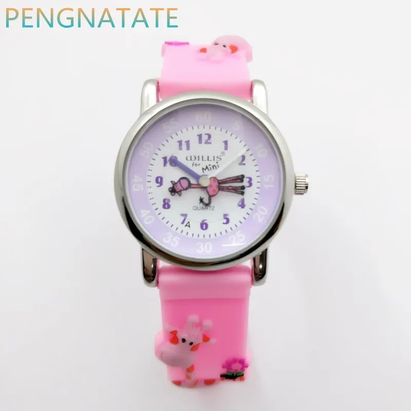 

New Fashion WILLIS Brand 3D giraffe plastic child Watches Quartz Clock Casual Water Resistant Girls Jelly Wristwatch PENGNATATE