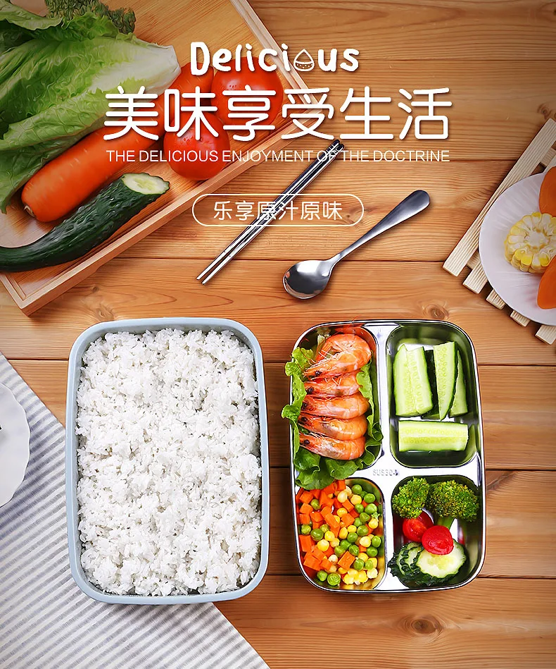 Stainless Steel Food Container Set 1000ml Lunch Box Bento Handbag Optional Leak Proof Lunch Box Inox With Chopsticks Spoon  (8)