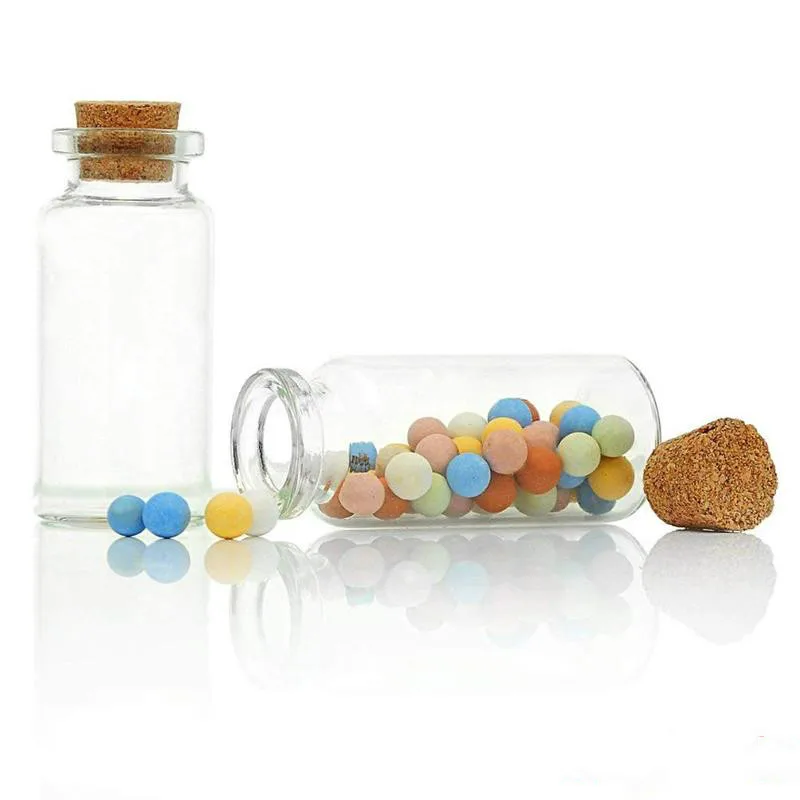 

SUEF 15/20/25/30/40/55ML Mini Glass Bottles Empty Sample Jars with Cork Stoppers for DIY Craft Decoration Transparent @3