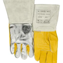 350 градусов Цельсия 662F термостойкие защитные перчатки TIG MIG зерно коровья кожа сварочные рабочие перчатки