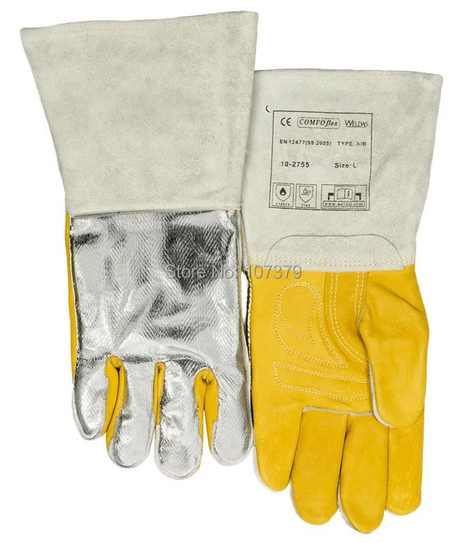 

350 degree Celsius Heat Resistant Work Gloves TIG MIG Grain Cow Leather Welding Gloves