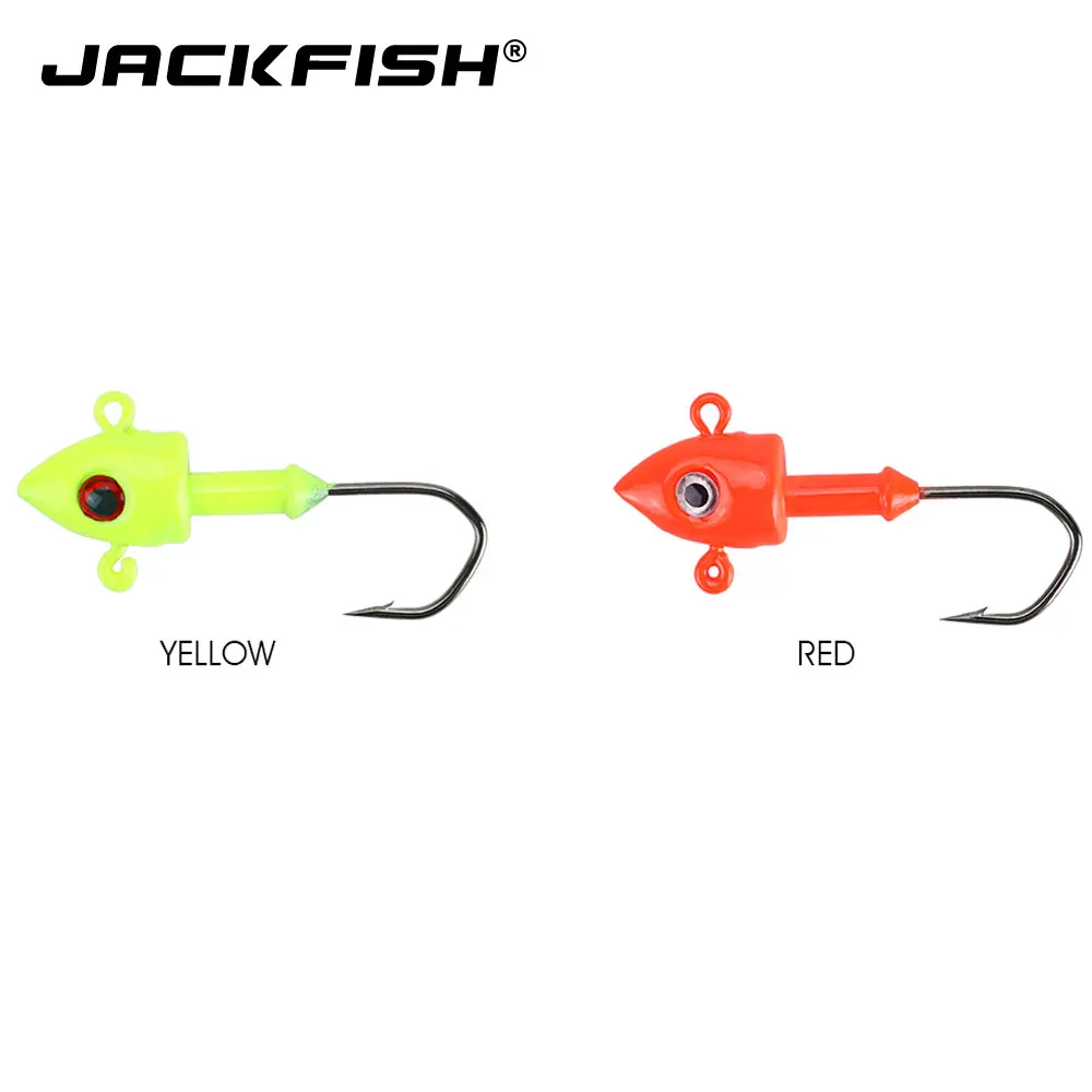 JACKFISH свинцовая головка джиг крючок 7 г/10 г/14 г 2 шт./лот свинцовый рыболовный крючок Красный/Желтый гранккрюк мягкий червяк для ловли карпа рыболовные снасти