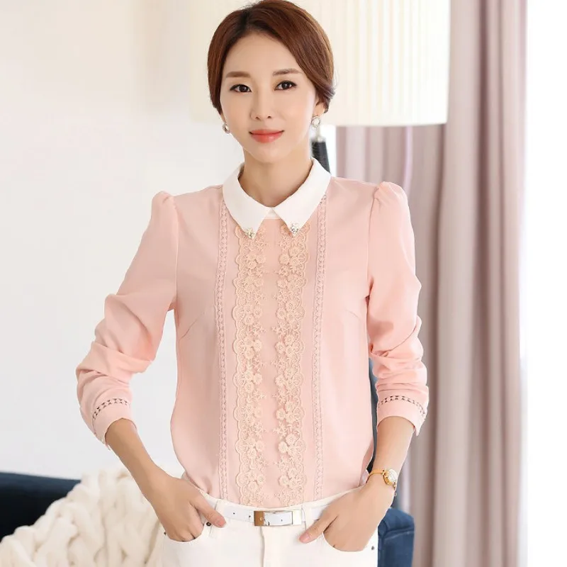 Fashion Women's max white Peter pan Collar blouse Tops