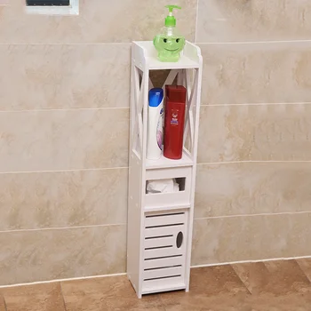 

European style punch-free bathroom waterproof storage rack floor storage side cabinet lo88432