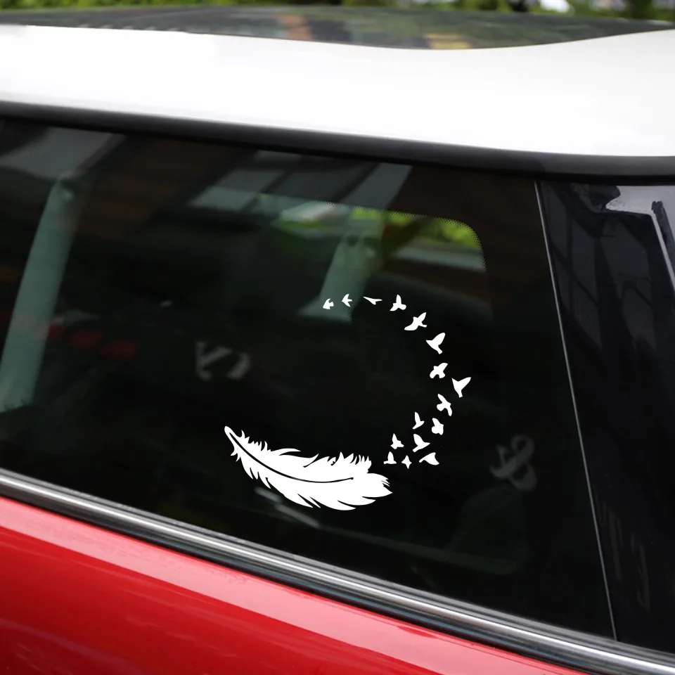 Cunymagos Birds Feather Fashion Decor Car-Styling Vinyl Car Sticker Motorcycle Auto Car Body Window Wall Decal Sticker 14cm14cm (7)