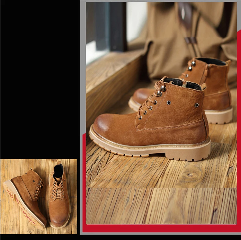 Men's Boots Lace-up Desert Boot Ankle Black Men Boots Genuine Leather Men Shoes Genuine Leather Winter Shoes Mens Fashion Boot   (19)