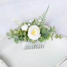 Handmade Greenery Hair Comb Bride Head Piece Flower and Leaf Headwear for Wedding Ceremony Handmade Greenery Hair Comb Bride Head Piece Flower and Leaf Headwear for Wedding Ceremony