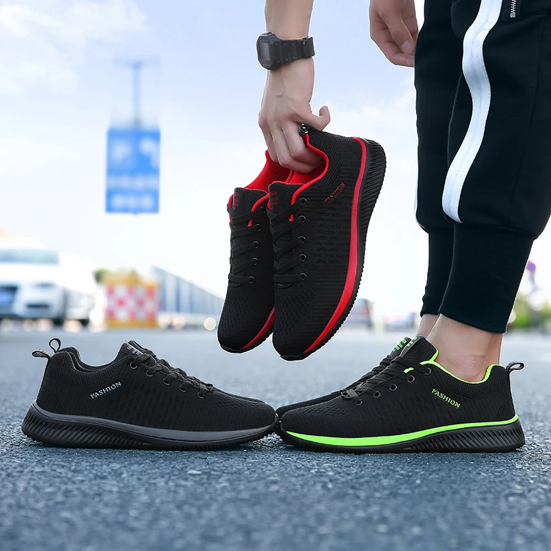 

High Quality Mesh Mens Shoes Casual Fashion Lace Up Trainer Sneakers Men 2019 New Design Lightweight Men's Walking Flat Shoes