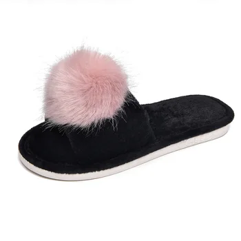 

Women Slippers Winter Warm Indoor Flip Flops 2018 New Fashion Solid Short Plush Silent Non-slip Shoes Woman Slides Flat Casual