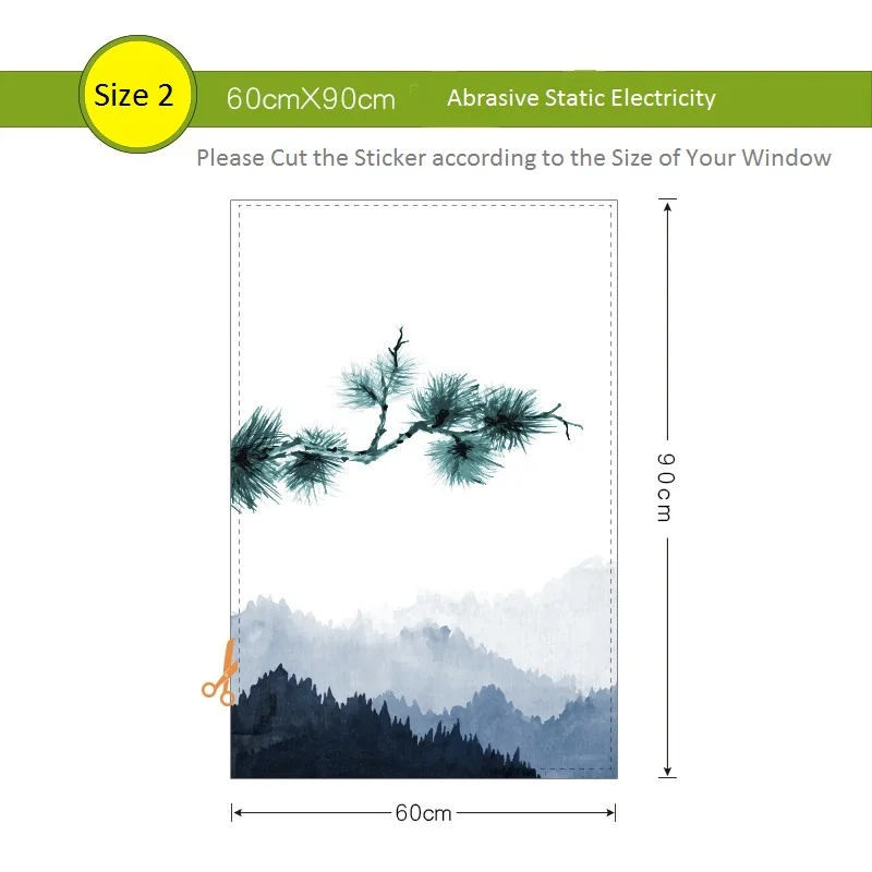 Водонепроницаемый оконная пленка сосны и зеленой горы матовые непрозрачные статические конфиденциальности Балкон Ванная комната наклейки стекло стикер - Цвет: A6090M