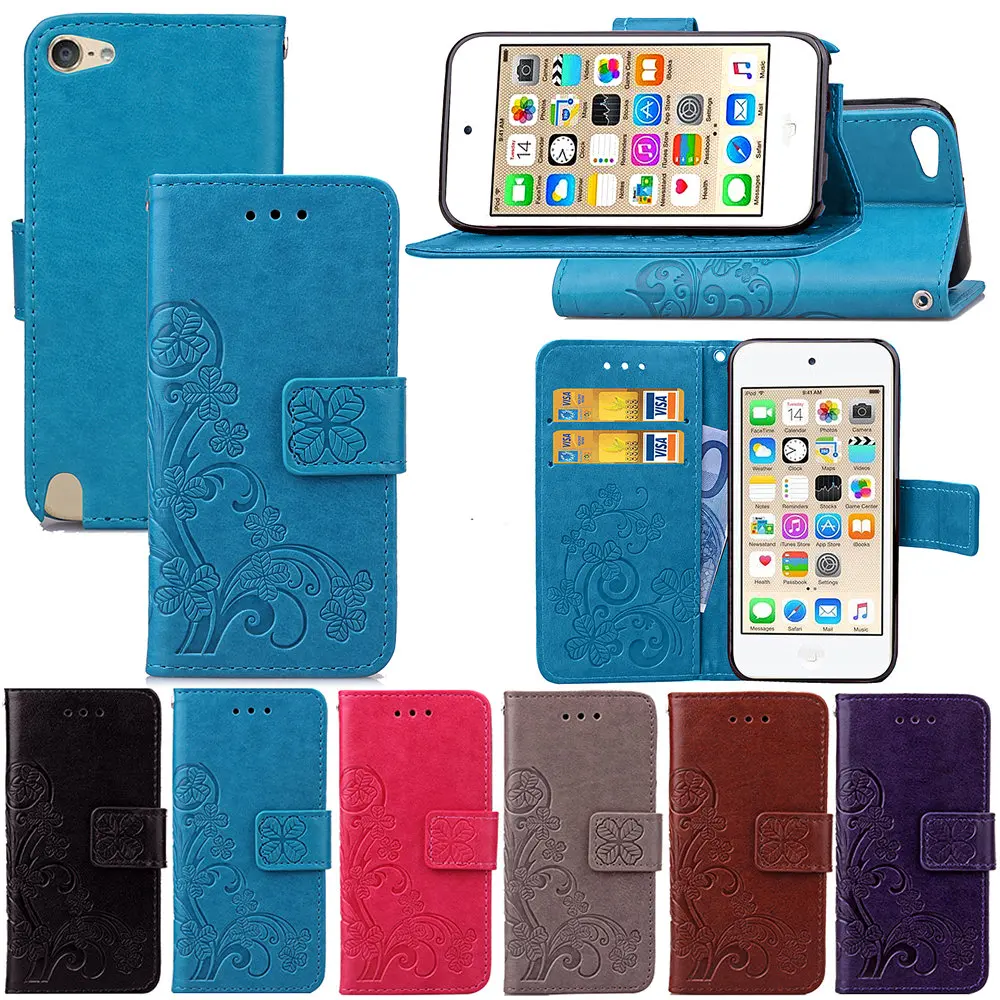 Touch5 Emboss Leather Case for Apple iPod touch 5 Flip Cover Stand