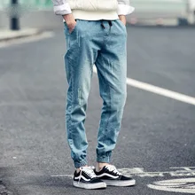 Мужские повседневные свободные осенние джинсовые брюки Harlan из хлопка в стиле хип-хоп, свободные рабочие брюки, мужские джинсы с эластичной резинкой на талии