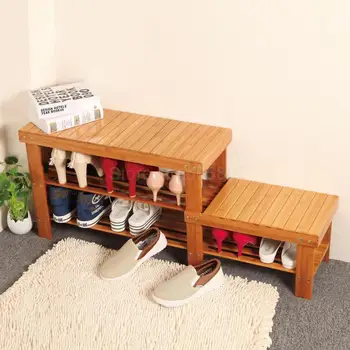 

Bamboo change shoes wear shoes stool storage shoe simple door hall long shoe rack parent-child stool shoe