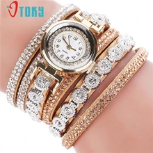 OTOKY Fashion Leather Bracelet Watch Women Casual Dress Vintage Rhinestone Wristwatch Luxury Quartz Watch Clock #30 Gift 1pc