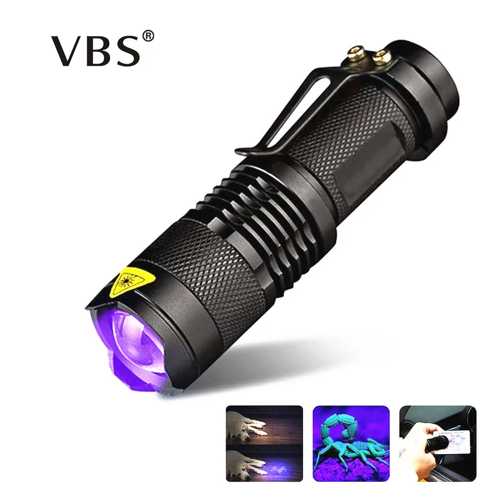 

SK68 UV Flashlight Torch Light Zoom Ultraviolet Light Mini Flashlights Torch UV Lamp AA Battery For Marker Checker Detection