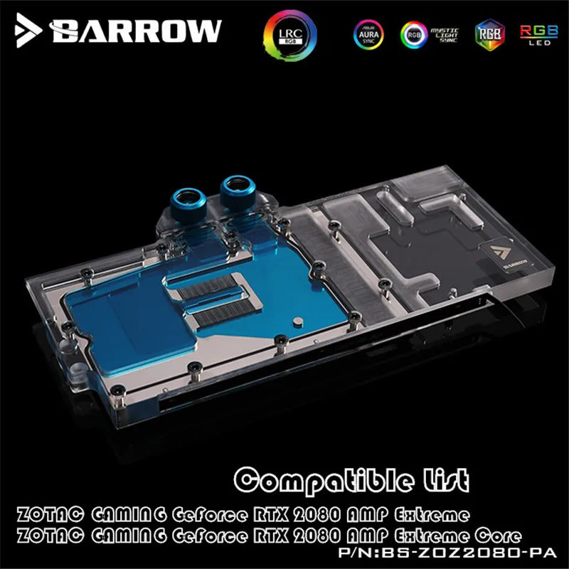 Barrow VGA блок для ZOTAC GAMING GeForce RTX 2080 AMP Extreme Core GPU Water Block|Кулеры/вентиляторы/системы