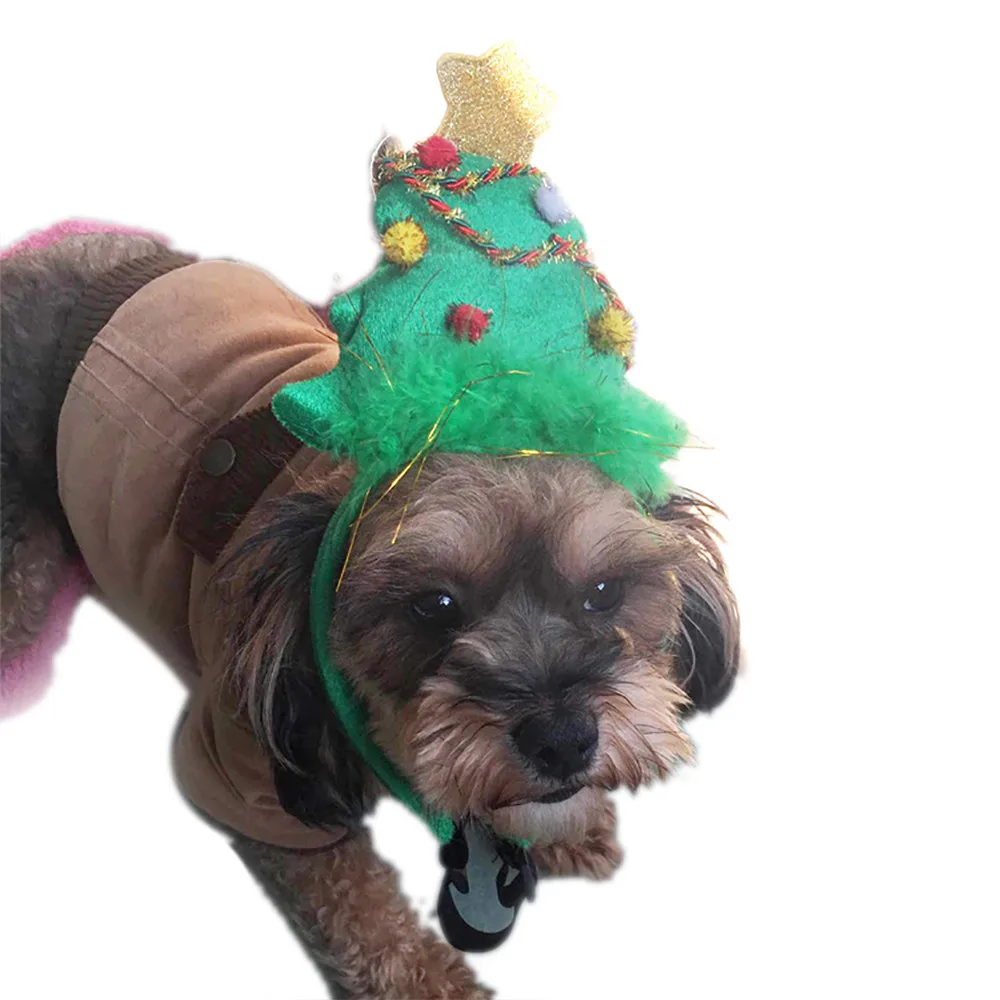 

1PCS pet headband Christmas tree headdress costume Christmas puppy cat hat adjustable product high quality hot sale M4