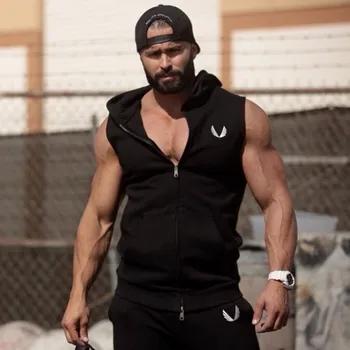 

Men Cotton Hoodie Sweatshirts fitness clothes bodybuilding tank top men Sleeveless Tees Shirt Casual golds vest