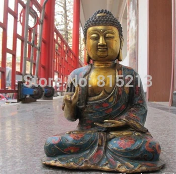 

bi001344 Tibet Classical Bronze cloisonne Sakyamuni Shakyamuni Tathagata Buddha Statue