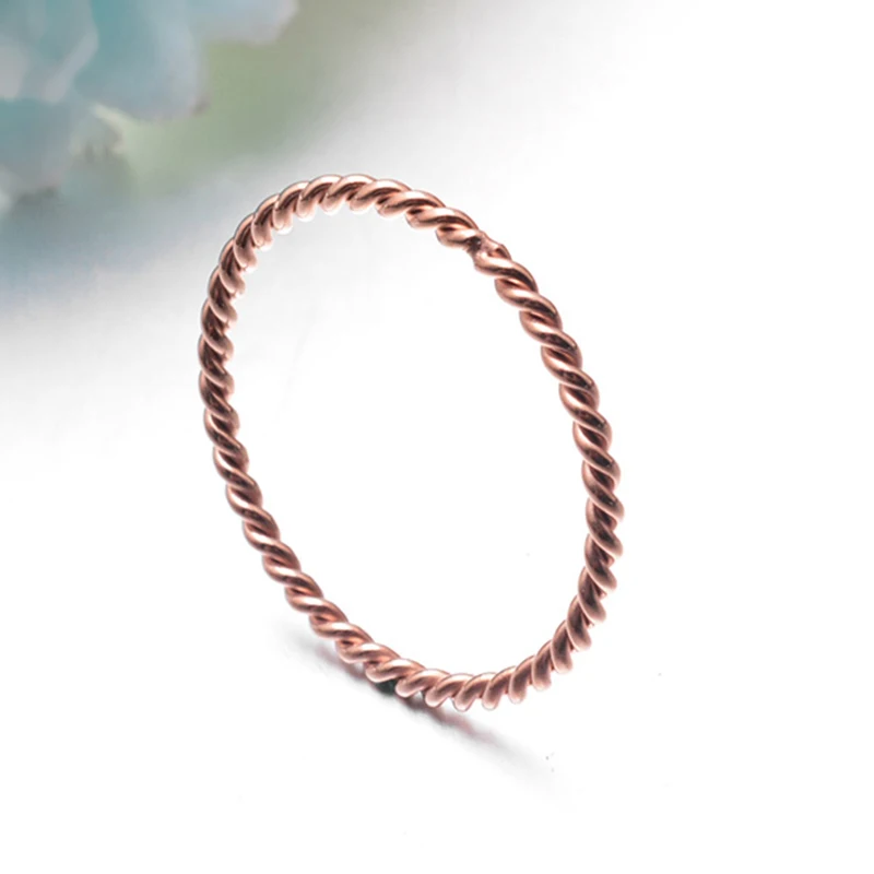 Female Fashion Small Ring Rose Gold Silver Color Twisted Stainless Steel Ring for Women Wedding Party Ring 4