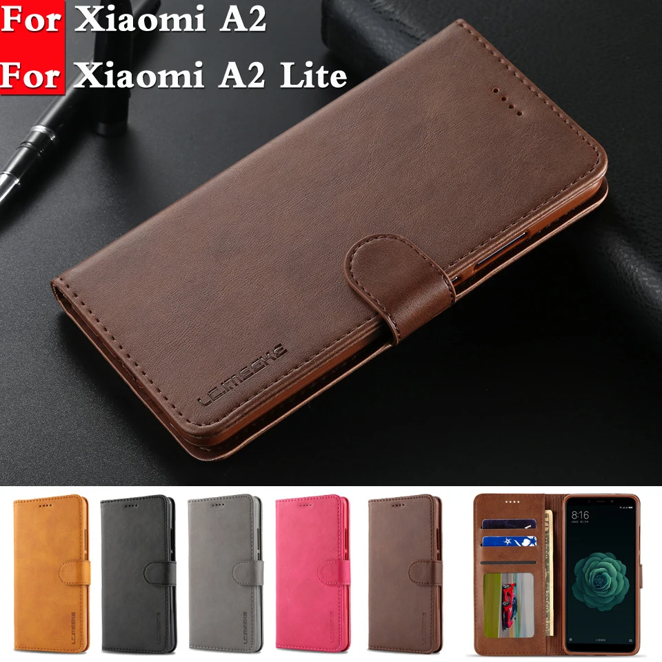 Luxury Cover Leather Coque For funda Xiao mi A2 Case Wallet TPU Phone Flip lite | Мобильные телефоны и аксессуары