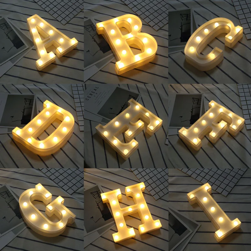 

Battery Operated Alphabet Light Night Lights Valentines Day 26 Letter Decoration Gifts Symbol Modeling Romantic