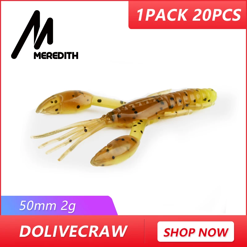 MEREDITH 5 см 2 г 20 шт. DoliveCraw рыболовные приманки креветки Мягкая приманка рыболовная приманка воблер окунь мягкие силиконовые приманки