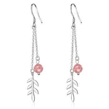 

Everoyal Vintage Crystal Pink Long Earrings For Lady Accessories New Arrival Female Silver 925 Earrings For Girls Jewelry